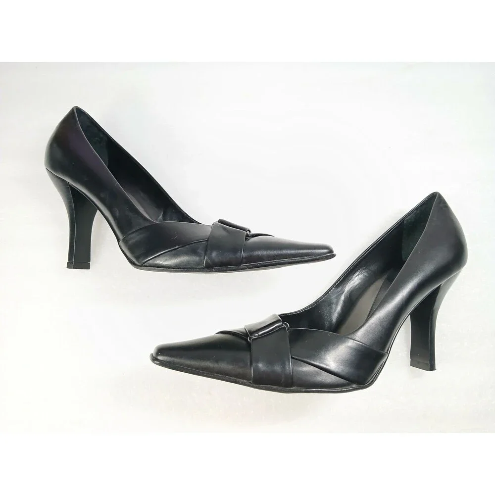 Antonio Melani Vero Cuoio Black Leather Heels – Size 8.5 – 4